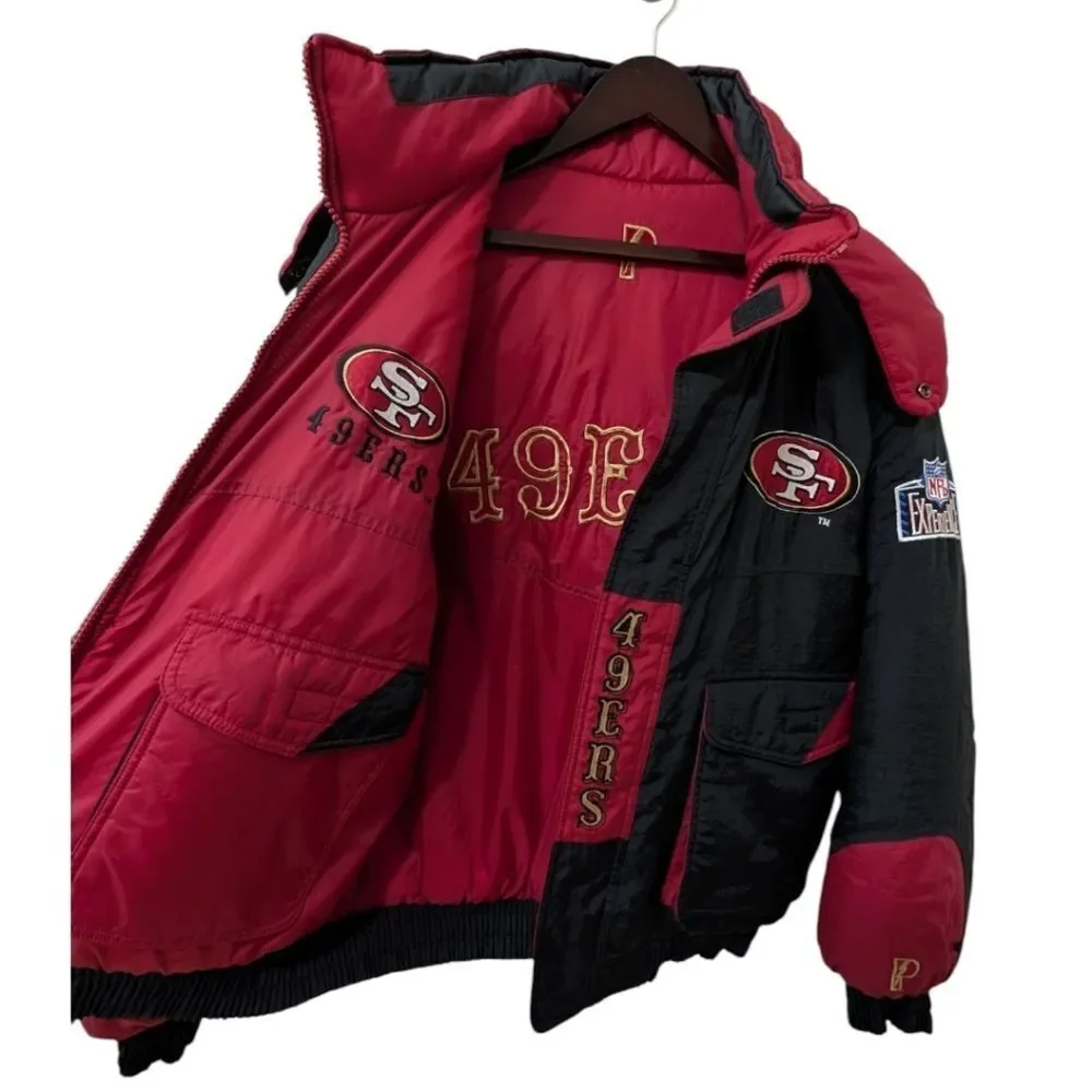 Vintage RARE 90's Pro Player 49ers NFL Reversible Puffer Jacket- GD/L